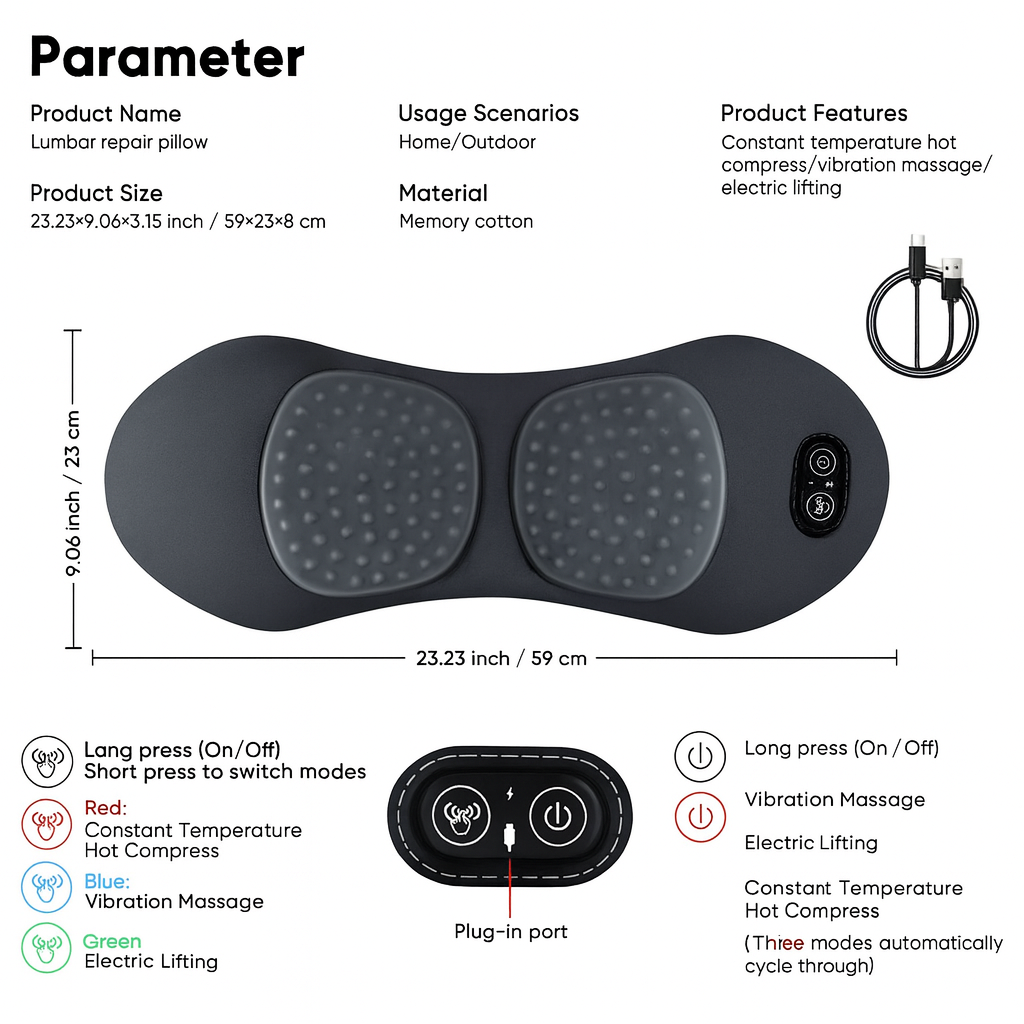 LumbraCloud™ - 3 in 1 Lumbar Support Pillow